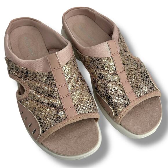 Easy Spirit Traciee Square Toe Casual Flat Sandals Size 6 Pink Metallic Slides - Picture 6 of 9